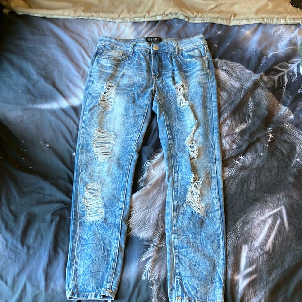 Men's Blue Distressed Jeans